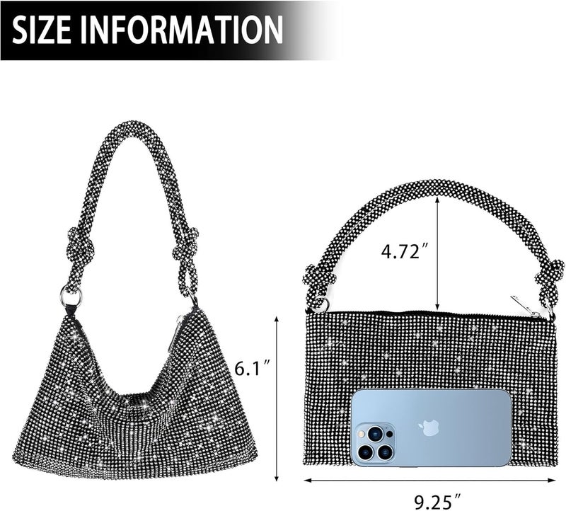 NEWROGENG Rhinestone Purse Sparkly Evening bag Silver Clutch Purses for Women Evening, Cross Body Handbags for Party Prom Club Wedding - Image 5